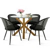 5-Piece DIning Set for 4, Glass Round Dining Table Set with Bouclé Fabric Mesh Rattan Backrest Dining Chair, DIning Room Furniture - Maison Boucle - 3 of 4