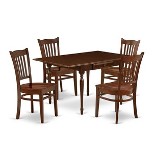 5-Piece Mahogany Finish Solid Wood Top - Dining Room Set - Seats 4 - 1 of 4