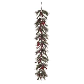 Transpac Artificial 60 in. Multicolor Christmas Frosted Berry Garland with Cardinals