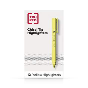 TRU RED Pocket Highlighter with Grip Chisel Tip Yellow Dozen TR54580