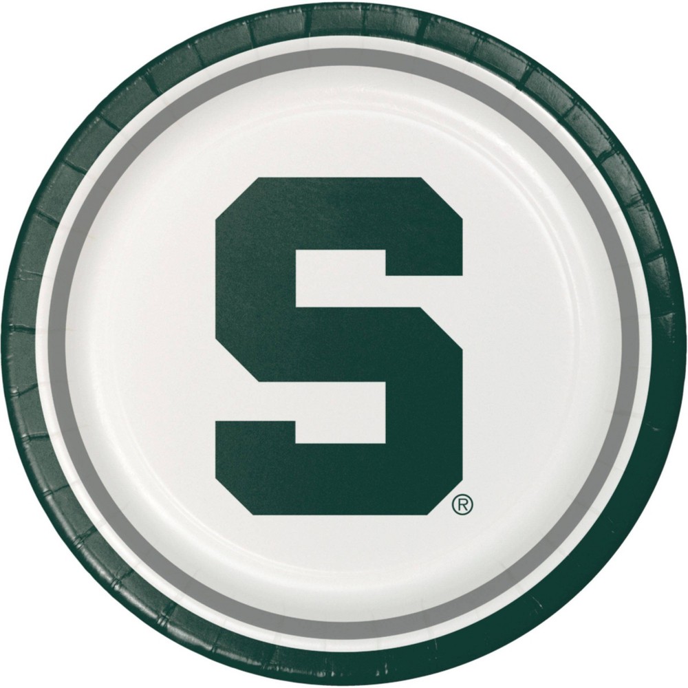 24ct Michigan State Spartans Paper Plates Green - NCAA