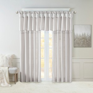 Faux Silk Bead Trim Luxurious Window Valance, DIY Twist Tab Top with Extra Lining Multi-Color Valance for All Decor Styles - 1 of 4