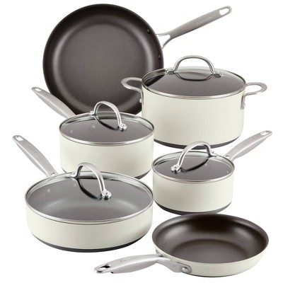 Greenpan Reserve 10pc Hard Anodized Healthy Ceramic Nonstick Cookware Set  Cloud Cream : Target