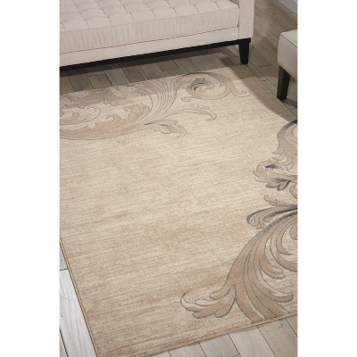Mocha Floral Synthetic 4' x 6' Handmade Area Rug