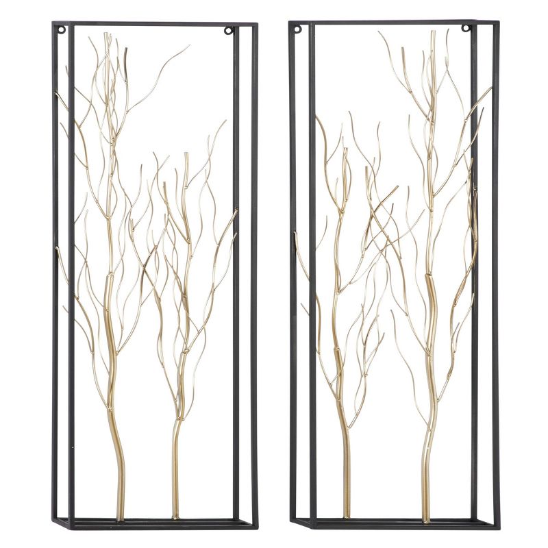 Metal Tree Branch Wall Decor with Black Frame Set of 2 Gold - Olivia &#38; May, 2 of 7