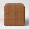 Wellford Faux Leather Woven Cube Brown - Threshold™