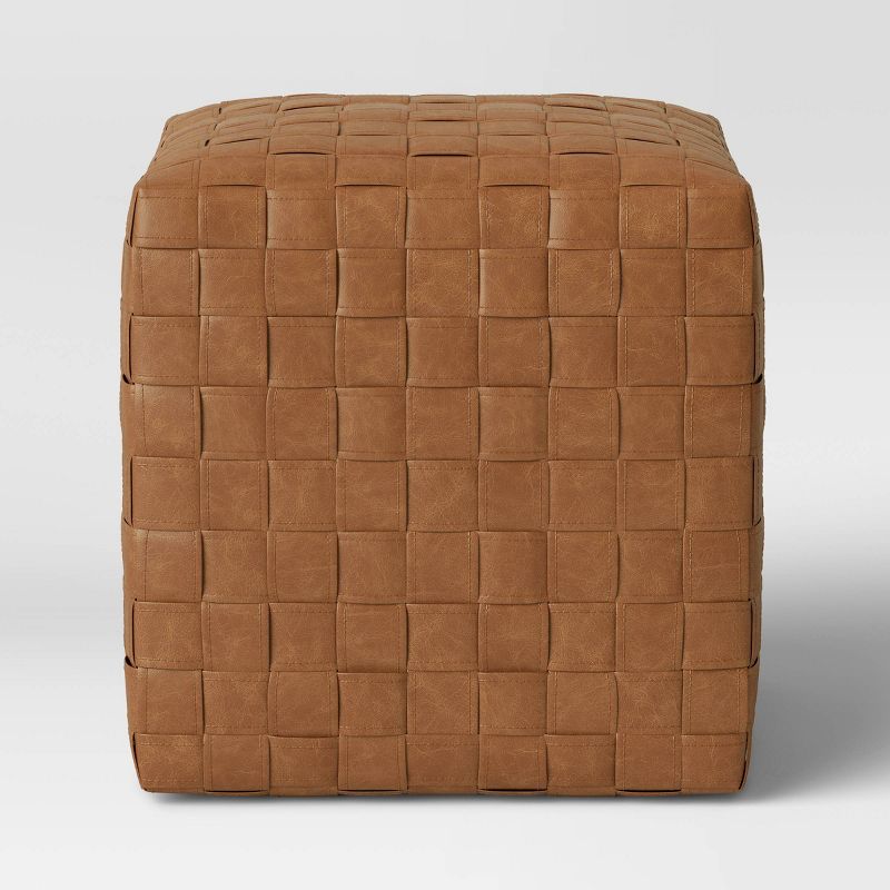 Wellford Faux Leather Woven Cube Brown - Threshold&#8482;, 4 of 12