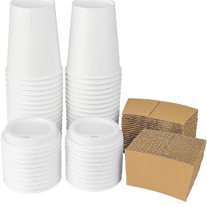 PrepStor Disposable Coffee Cups with Lids 16 oz – Pack of 50, Cold/Hot Beverage Paper Cups with Sleeves - 1 of 4