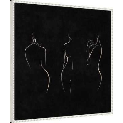 30" x 30" Black and White Canvas Framed Abstract Art with Beaded Perimeter