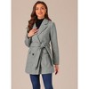 INSPIRE CHIC Women's Notch Lapel Double Breasted Belted Mid Long Outwear Winter Coat - 2 of 4