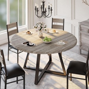 5-Piece Round Dining Table Set for 4: Space-Saving Circle Table & 4 Upholstered Chairs. Perfect for Kitchen, Apartment & Small Spaces. - 1 of 2