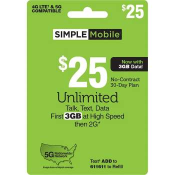 Simple Mobile Unlimited Talk/Text/Data Prepaid Card (Email Delivery)