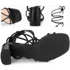 Perphy Women's Square Toe Strappy Lace Up Slingback Chunky Heel Sandals - 3 of 4