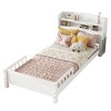 Dolonm Twin Pine Wood Bed with Bookcase Headboard ,LED Motion Sensor Light, Guardrails - 2 of 4