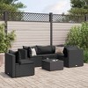 vidaXL Patio Lounge Set with Cushions Sectional Sofa Garden Backyard Poly Rattan - Black 3x corner + 2x middle + table - 2 of 4