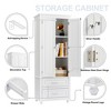 Freestanding Storage Cabinet, Tall Storage Cabinet with 2 Doors 2 Drawers Sturdy Storage Cabinet For Bathroom Kitchen Living Room Bedroom Storage - 3 of 4