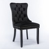 Kumasinova Set of 2 Upholstered Velvet Dining Chairs with High Backrest, Solid Wood Kitchen Chairs with Decorative Rivets, Modern Armless Chairs - 2 of 4