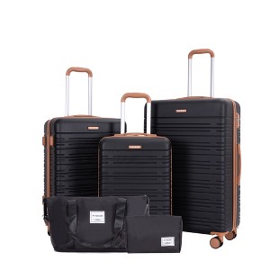 Lyngins 20/24/28 Inch 5 PCs Carry on Luggage Sets with Travel Duffel Bag and Toiletry Bag,Suitcases Sets with Spinner Wheels for Family Trips - 1 of 4