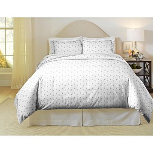 Pointehaven 180 GSM 100% Soft Cotton Super Heavy Weight Flannel Printed Oversized Duvet Set - 1 of 3