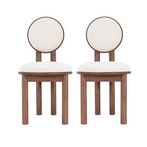 Christopher Knight Home Set of 2 Eliza Contemporary Upholstered Rubberwood Armless Dining Chairs Walnut/Beige - 1 of 4