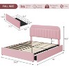 Kids Boucle Upholstered Bed Frame with Bookcase Headboard and 2 Storage Drawers, Noise-Free Platform Bed - 2 of 4