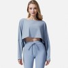 Anna-Kaci Active Women's Cropped Long Sleeve Pullover with Wide Boat Neck - 2 of 4