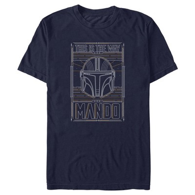 Men's Star Wars: The Mandalorian Mando This is the Way Line Art  T-Shirt - Navy Blue - X Large