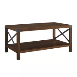 Sophie Rustic Industrial X Frame Coffee Table - Saracina Home