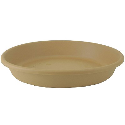 HC Companies Classic Plastic 24 Inch Round Flower Pot Planter Plant Saucer Drip Tray, Sandstone