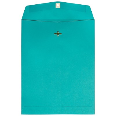 JAM Paper Open End Catalog Colored Envelopes w/Clasp Closure 10x13 Sea Blue 900766073