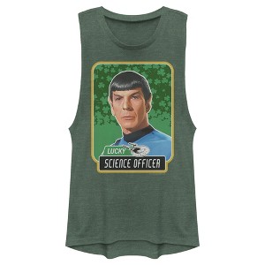 Juniors Womens Star Trek: The Original Series St. Patrick's Day Spock Lucky Science Officer Festival Muscle Tee - 1 of 4