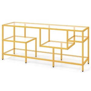 Tangkula 58" TV Stand for TVs up to 65" w/ Tempered Glass Shelves TV Console Table - 1 of 4