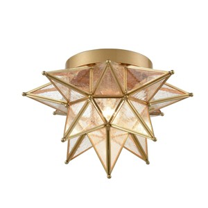 Claxy Seeded Glass Brass Moravian Star Ceiling Light Flush Mount - 1 of 4