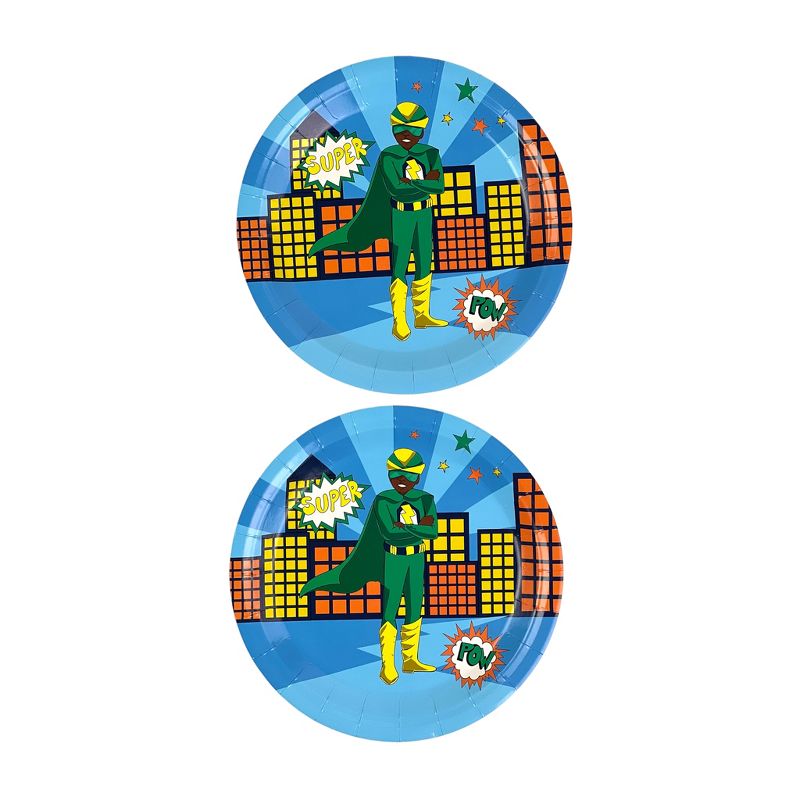 Anna + Pookie 9" Boy Green Super Hero Paper Party Plates 8 Ct., 2 of 4