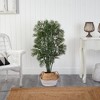 Nearly Natural 4-ft Parlor Palm Artificial Tree in Boho Chic Handmade Cotton & Jute White Woven Planter - image 2 of 3