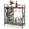 MOEPISY 21 Bottle Wine Rack Freestanding Floor Wine Bottle Organizer with Glass Holder Rustic Brown - 3 of 4
