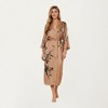 Anna-Kaci Lounge Women's Long Satin Floral Print Robe with Waist Tie and Wide Sleeves - 2 of 4