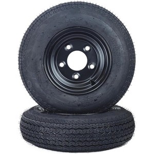 4.80x8 Trailer Tire & Wheel Assembly, Set of 2 - Load Range C 6PR, 4 Lug 4" Bolt Pattern, Black Steel Rim for Utility & Boat Trailers - 1 of 4