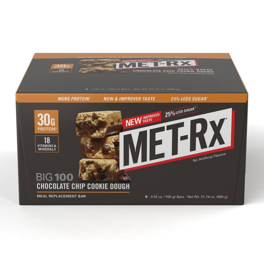 UPC 786560557092 product image for MET-Rx Big 100 Meal Replacement Bar - Chocolate Chip Cookie Dough - 9ct | upcitemdb.com