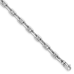 Black Bow Jewelry 14k White Gold 5mm Fancy Anchor Link Chain Bracelet - 1 of 4