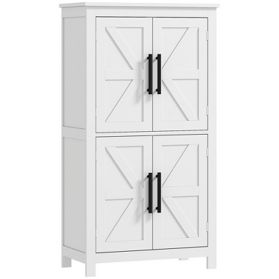 HOMCOM Bathroom Floor Cabinet, Farmhouse Bathroom Cabinet with Barn Doors, Bathroom Storage Cabinet with Adjustable Shelf