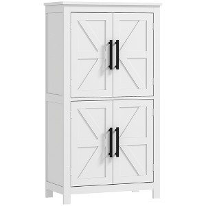 HOMCOM Bathroom Floor Cabinet, Farmhouse Bathroom Cabinet with Barn Doors, Bathroom Storage Cabinet with Adjustable Shelf - 1 of 4