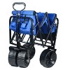 FURNIinspire Wheelbarrows And Lawn Carts Collapsible Garden, Beach Utility Cart With All-Terrain Wheels, Folding Wagon Cart, Blue, 39“*20"*43" - 4 of 4