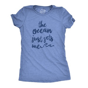 Womens The Ocean Just Gets Me T Shirt Funny Beach Vacation Tee - Crazy Dog Women's T Shirt - 1 of 4