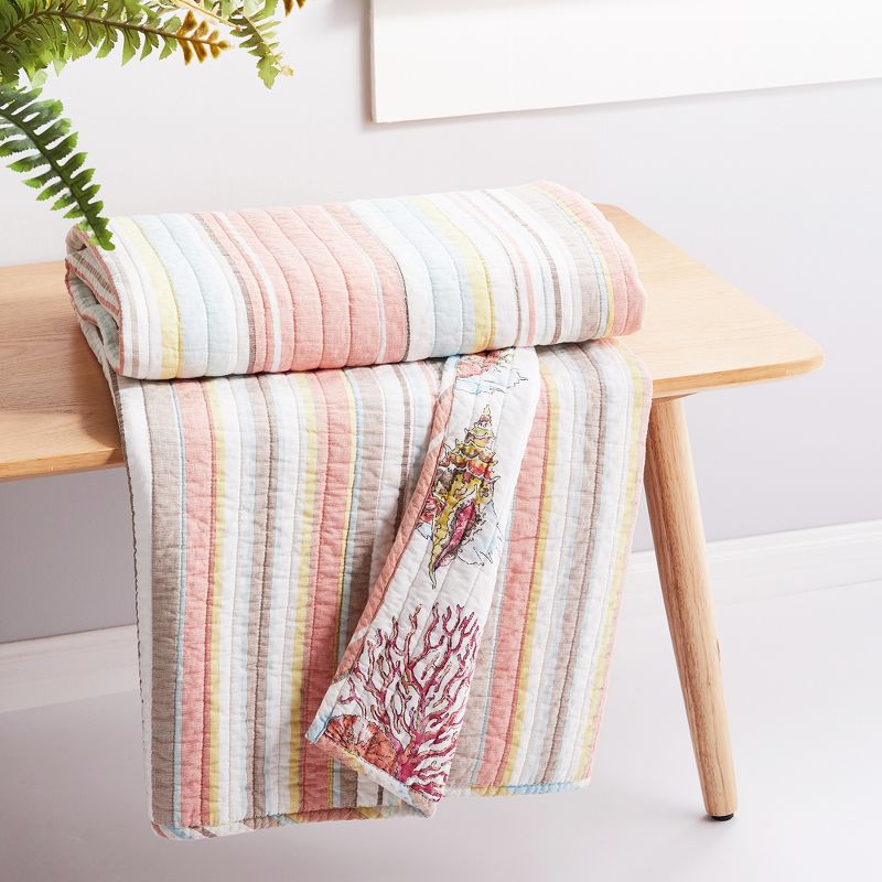 Brighton Coral Throw - One Quilted Throw - Levtex Home, 2 of 4