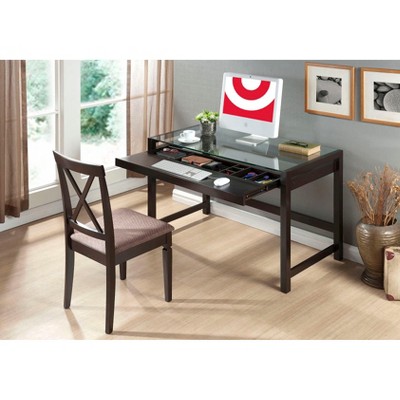 Idabel Modern Desk with Glass Top Wood/Dark Brown - Baxton Studio
