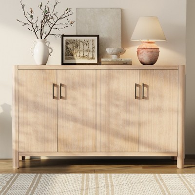59'' Farmhouse Sideboard Cabinet with 4 Doors & Soft Close Hinges,Rustic Storage for Entryway or Dining Room-Baofuwish
