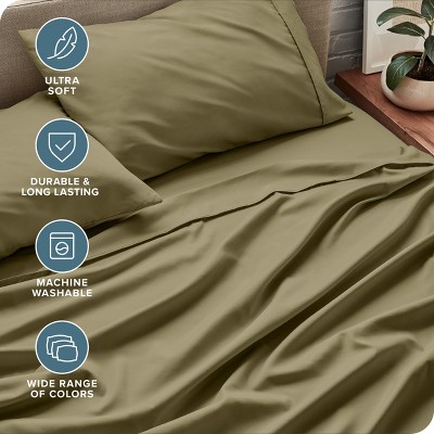 Olive Full-XL Microfiber Deep Pocket 4-Piece Sheet Set