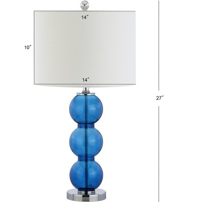 Cobalt Blue Glass Triple-Sphere Table Lamp Set with Chrome Base