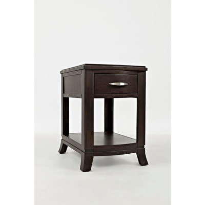 Mid-Century Modern 18'' Brown Wood Chair Side Table with Storage
